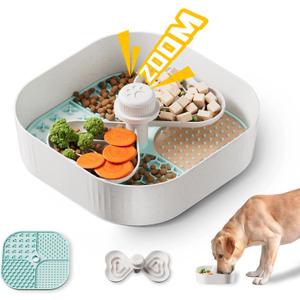 KILIN Slow Feeder Dog Bowls with Lick Mat, Plant-Based Slow Eating Dog Bowl for Dry, Wet, Raw Food, Interactive Food Puzzle for Small, Medium, Large Breed