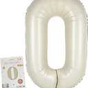 40in Birthday Big Number Balloon - CARGEN Giant Foil Balloons for Women Men Birthday Party Wedding Anniversary Supplies Decorations, Creamy White Zero, No.0