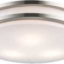 Sunveil 9.5-Inch Flush Mount Ceiling Light | Brushed Nickel Finish | Frosted Acrylic Shade 1-Light Fixture | Uses E26 Medium Base Bulb | Damp Rated for Bathroom, Hallway, Laundry Room (17 Inch)
