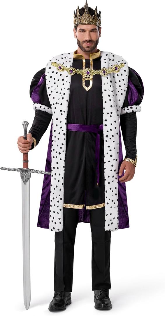 Spooktacular Creations Halloween King Costume for Men, Purple Majestic King Costume Men for Halloween Dress Up Cosplay Party (Medium)