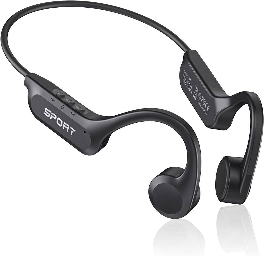 CXK Bone Conduction Headphones Bluetooth 5.3 Open Ear Headphones with Mic, Premium Loud Sound 8Hrs Playtime Bluetooth Headphones, IPX6 Waterproof Sports Headset for Running, Cycling, Walking (Black)
