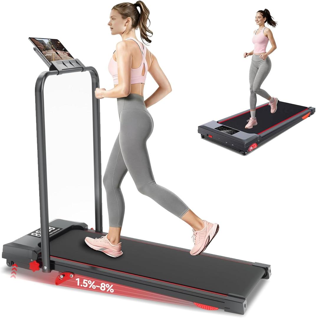 Walking Pad with Handle Bar and Incline, 3 in 1 Under Desk Treadmill with Hiking Mode, 2.5HP Low Noise Walking Treadmill Pad with Remote Control,Portable Treadmills for Home Office, Led Display