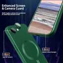 ankofave Magnetic for iPhone 16e Case, with Camera Lens Protector, Compatible with Magnetic, Slim Shockproof Bumper Soft Silicone Metallic Lustre Phone Case for iPhone 16e, Green