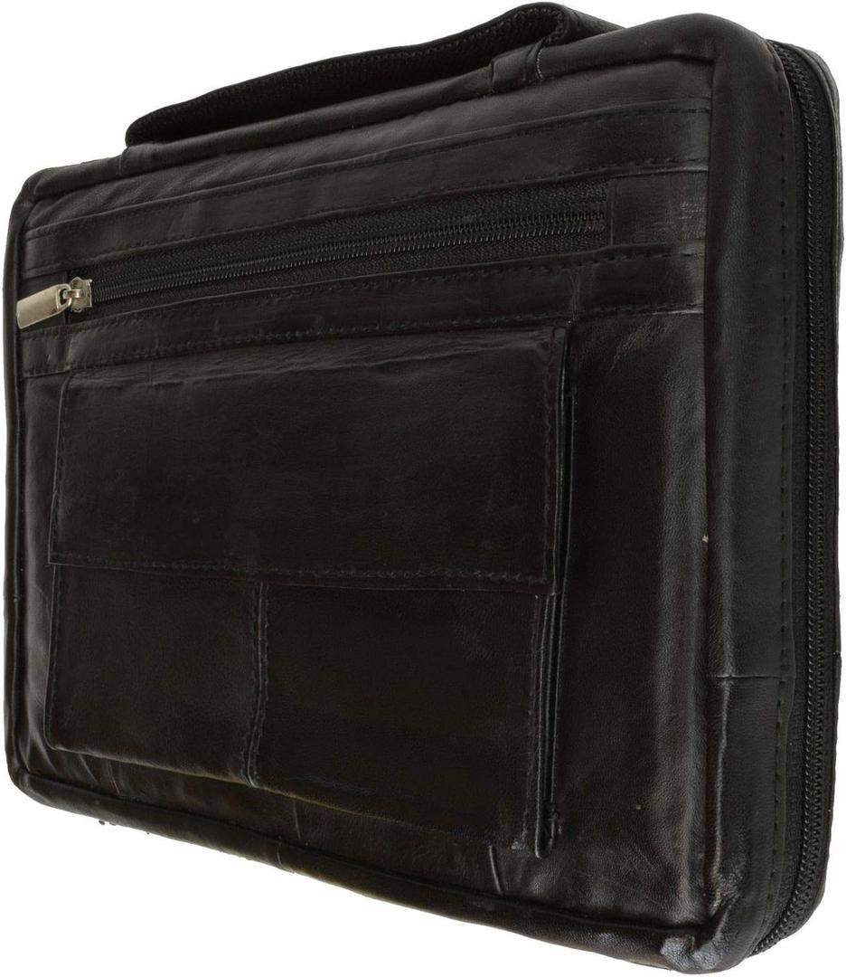 Genuine Leather Large Book Covers Bible Covers with Handle (Black)