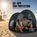 Sunset Cliffs Pop Up Beach Tent 1-2 Person Portable Sun Shelter with UPF 50+ UV Protection Lightweight Folding Shade Canopy with Mesh Window, Sandbags & Carrying Bag Black