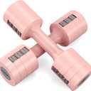 EAST MOUNT Adjustable Dumbbells 5 lb Dumbbells Set of 2 / Pair 10 lb Total Free Weights 6 in 1 Women Hand Weights for Home,Office,Gym Exercise Training 2lb 3lb 4lb 5lb Fast Adjust (Pink)