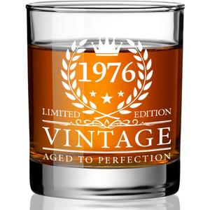 Funny 50th Birthday Gifts for Him,Grandpa,1976 Vintage Whiskey Glass for Men,Friends,Brother,Husband,Best Birthday Gift for Men Over 49,Retirement Anniversary Christmas Bourbon Gifts -wh37