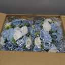 NUPTIO Large Artificial Flower Centerpieces - 2 Pcs 13.8in Diameter Dusty Blue & White Fake Flowers Roses Balls - Silk Faux Rose Arrangement for Tables Wedding Party Centerpiece Table Decorations