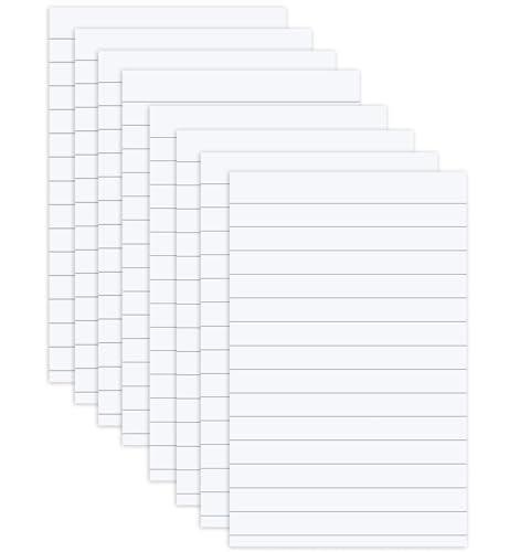 Agoer Pack of 400 Sticky Notes White,Lined Self-Adhesive Notes 100 x 150 mm, Sticky Note Pads with Lines, Large Lined Sticky Notes for Marking Pages for Office, Study, Home, 8 Pack/400 Sheets
