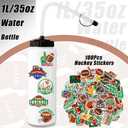 2 x Zhehao Football Gifts, 1 Pack Football Water Bottle with Long Straw and 100pcs Stickers Accessories Stuff for Boys Men Player Lovers(1l, Bpa, Squeeze)