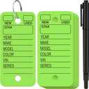 200 Pcs Poly Car Key Tags with 200 Pcs Rings and 2 Markers, Plastic Key Ring Tags with Labels Identifiers Keychain Labels for Car Truck Rv Dealer Luggage(Green)