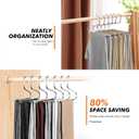 18 Pack Space Saving Open Ended Metal Pant Hangers, Non Slip Jean Hangers for Men and Women, Closet Storage Organizer for Clothes Leggings Slacks Trouser Ties