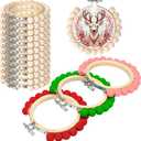 AceOrbit 12 Pcs 3 Inches Beaded Embroidery Hoop DIY Paint Craft Kit Boho Wooden Beaded Embroidery Hoops Frames Circle Round Cross Stitch Hoop for Art Craft Sewing Women Adults