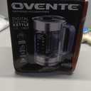 OVENTE Digital Glass Electric Tea Kettle 1.7L with Color-Changing LED Lights Temperature Control, Double-Wall Cool Touch, 4 Presets, Keep Warm, Tea Infuser & Boil-Dry Protection, Silver KGD913S