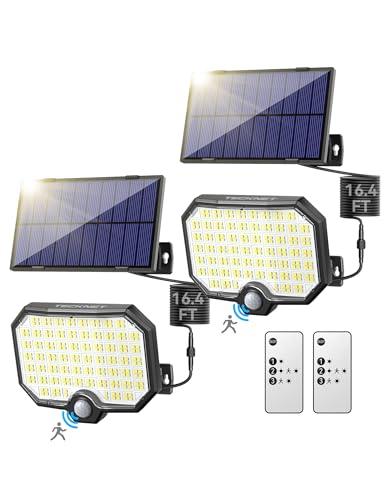 TECKNET Solar Outdoor Lights, 2500LM LED Flood Lights with Remote Control Solar Motion Sensor Lights with 3 Modes, IP65 Waterproof, Solar Powered Security Lights for Outside Patio, Yard, Garage