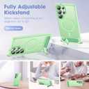 Compatible with Samsung Galaxy S24 Ultra Case [Built-in Invisible Kickstand][Compatible with Mag-Safe] Military Grade Shockproof Translucent Phone Case for S24 Ultra 6.8'',Green