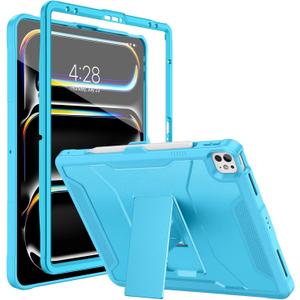 Soke Case for iPad Pro 13 Inch M5/M4 & iPad Air 13 Inch M4/M3/M2(2026/2025/2024), iPad Pro 12.9(2022 2021 2020,6th/5th/4th Gen), Rugged Shockproof Protective Cover - Cyan Blue