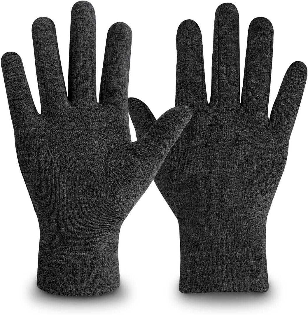 Merino Protect 100% Merino Wool Gloves For Kids Men Women Touch screen Thermal Glove Liners Ski Cold Weather