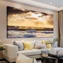 arteWOODS Sunset Sea Canvas Wall Art for Living Room Wall Decor, Ocean Waves Pictures Nature Prints Coastal Painting Artwork for Bedroom Office Home Decoration Ready to Hang 24" x 48"