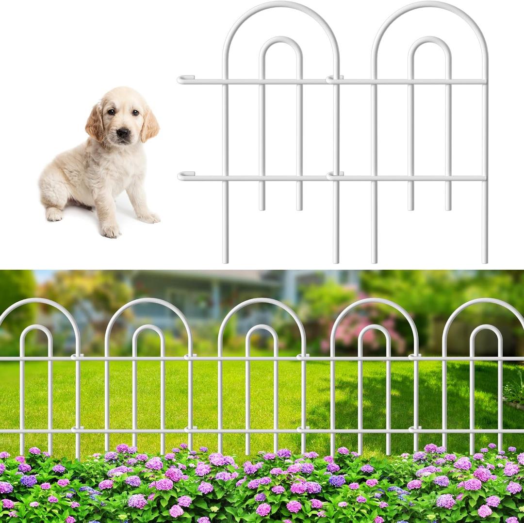 AMAGABELI GARDEN & HOME 25 Panels 24in(H)35ft(L) Decorative Garden Fences and Borders for Dogs No Dig Metal Fence Garden Edging Border Animal Barrier Fencing for Flower Bed Yard White