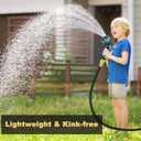 Garden Hose 25 ft, Lightweight No-Kink Leakproof Water Hose with 10 Functions Spray Nozzle and 3/4" Brass Connectors, for Lawn Watering, Floor Cleaning, and Car Washing, Black Blue