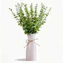 Artificial Eucalyptus Stems with White Vase,19 Inch Small Fake Plants Indoor,Faux Greenery Plant for Farmhouse Home Decor,Bathroom Living Room Kitchen Office Shelf Coffee Table Centerpiece