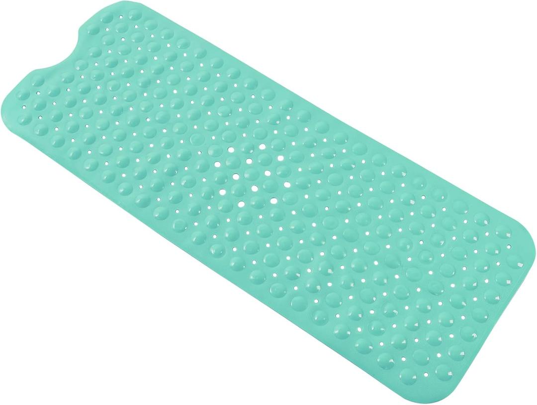 Anti-Slip Bathtub Shower mat, 39.3×15.7 inch（Approximately 100 × 40cm） Soft Oversized Machine Washable Non-Slip Bathtub mat with Drainage Holes, Bathroom Floor Suction Cup.（1-Opaque Mars Green）