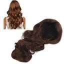 Light Brown Long Curly Wig, Middle Part Design, Fashionable and Elegant, Easy to Wear, Suitable for Office Work and Cosplay, High Temperature Synthetic Hair