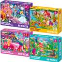 QUOKKA Puzzles for Kids Ages 4-6 4-Pack 60-Piece Puzzles for Kids Fairy Tale Jigsaw Puzzle Set Toddler Puzzle Ages 4-6 Educational Learning Toys FSC Certified Gift for 5 Year Old