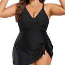 Plus Size 2026 One Piece Swimsuit Womens Tummy Control Swim Dresses (Black, XL)
