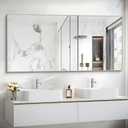 COFENY Silver Bathroom Mirror for Wall, 30x60 Inch Rectangle Mirrors with Metal Frame, Modern Vanity Large Wall Mirror for Bathroom Living Room, Entryway Hangs Horizontal or Vertical