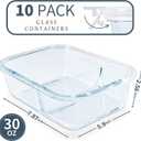 KOMUEE 10 Packs 30oz Glass Meal Prep Containers 2 Compartments,Glass Food Storage Containers with Lids,Airtight Lunch Bento Boxes,Oven,Freezer and Dishwasher Safe, White
