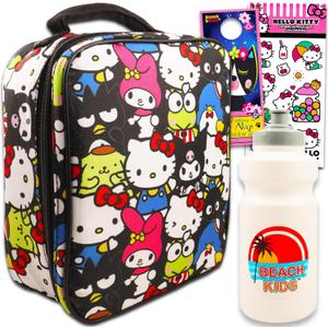 Hello Kitty Lunch Box Set for Girls - Bundle with Hello Kitty Lunch Bag Plus Water Bottle, Stickers, More | Hello Kitty and Friends Lunch Box