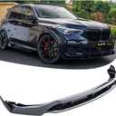 Front Bumper Lip Compatible with 2019-23 BMW X5 G05 M Sport Package | Front Lip Splitter Spoiler Fits M Sport Package Only GT-Style Protector Air Dam Body Kit Exterior Accessories Glossy Black