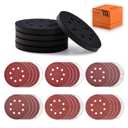 5 Pcs 5 inch 8 Holes Hook and Loop Backing Sponge Pad Soft Density Interface Pads Buffer Backing Cushion with 30 Pcs 5 inch Sanding Discs Include 100/150/180/240/320/400 Grit