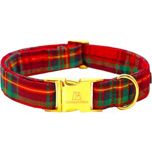 Lionheart glory Christmas Plaid Dog Collar, Dogs Collar Adjustable Soft and Comfortable Collars for Large Dogs Girl or Boy Pet Gift Fall Collar Dog (Large (Pack of 1)