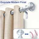 Silver Curtain Rods for Windows 16.5-45 inch,3/4 inch Heavy Duty Adjustable Decorative Curtain Rod with Modern Finials,Window Rods for Bedroom, Living Room,Patio and Kitchen