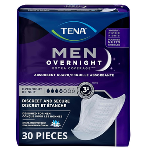 Tena Men Overnight Incontinence Protective Guard, Bladder Control, Discrete, Overnight Absorbency, 30 Count
