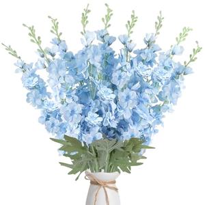 COEWUR 16Pcs Light Blue Delphinium Artificial Flower 33.5'' Faux Flowers Long Stem Silk Larkspur Flowers Bulk for Tall Vase for Home Wedding Floral Arrangements Centerpiece Table Decor