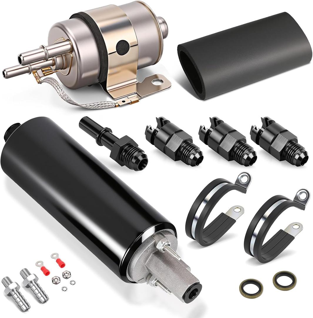 GSL392 Inline Fuel Pump & 58 PSI Fuel Filter Regulator 58 PSI LS Swap Fuel Pump EFI Conversion Fuel Filter Pressure Regulator 255LPH High Pressure External Pumps 6AN Fittings 400-939 GSL392-400-939