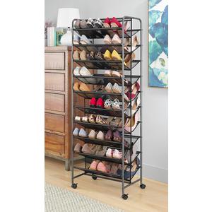 Whitmor 10-Tier Double Sided Shoe Cart, Gunmetal
