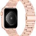 iiteeology Lightweight Stainless Steel Band Designed for Apple Watch Series 1-11, 42mm, 41mm, 40mm, 38mm, SE2&SE3, Replacement iWatch Bands for Women, Rose Gold