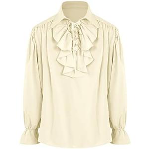 Bbalizko Mens Pirate Shirt Ruffle Victorian Renaissance Steampunk Vampire Poet Shirts Gothic Medieval Costume XXL