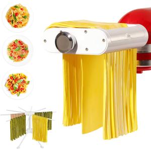 ANTREE 3-1 Pasta Maker Attachment for KitchenAid includes Pasta Sheet Roller attachment & Spaghetti Cutter & Fettuccine Cutter attachment, Easy to use and clean with Pasta Drying Rack & Cleaning Brush