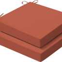 Outdoor Chair Cushions Set of 2, 19x19x3 Inch Waterproof & Fade Resistant Patio Furniture Seat Cushions with Ties, Square Outdoor Dining Chair Cushions for Lawn, Garden, Deck & Yard, Spice