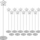 Urban Deco 12PCS Table Number Holders 12 Inches Pentagram Place Card Holder Metal Table Card Holders, Picture Holders for Tables, Card Holder Stand for Wedding Dcor-Silver