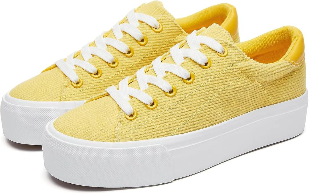 THATXUAOV Womens Platform Sneakers White Tennis Shoes Casual Low Top Fashion Sneakers (8)
