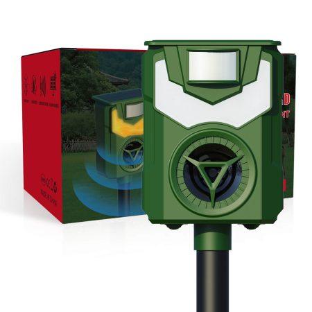 Flame Guard Ultrasonic Animal Repellent, Outdoor Cat Deterrent with Motion Activated, Solar-Powered Squirrel, Deer, Skunk, Raccoon, Rabbit and Dog Repeller Waterproof for Yard Farm Garden