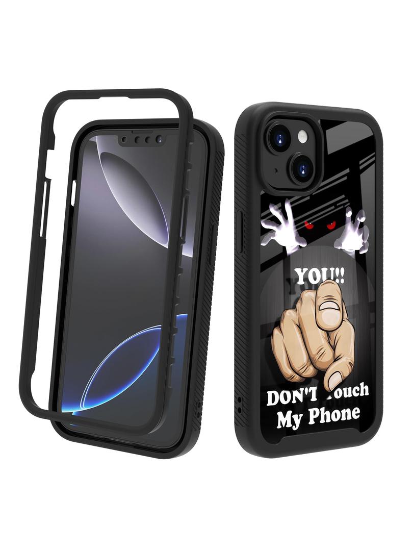POCOOA Compatible with iPhone 14 / iPhone 13 Case Rugged Full-Body Protective Cover for Boys Kids Men Dual Layer Shockproof Bumper, Heavy-Duty Phone Case - Don't Touch My Phone 081