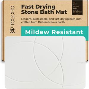 Stone Bath Mat, Diatomaceous Earth Non-Slip Stone Shower Mat - Quick Drying Absorbent Bath Mats for Bathroom - Elegant & Modern Design, Easy to Clean (23.5 x 15) - Sandstone 